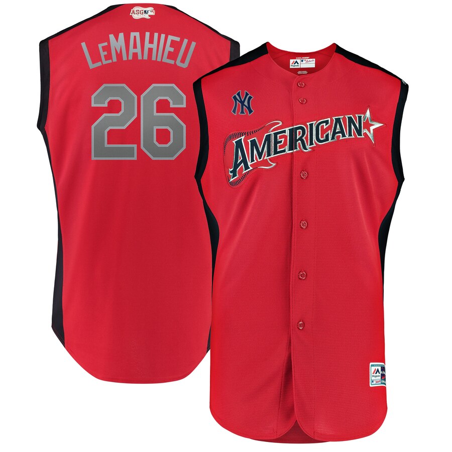 American League #26 DJ LeMahieu Red 2019 MLB All-Star Game Workout Jersey